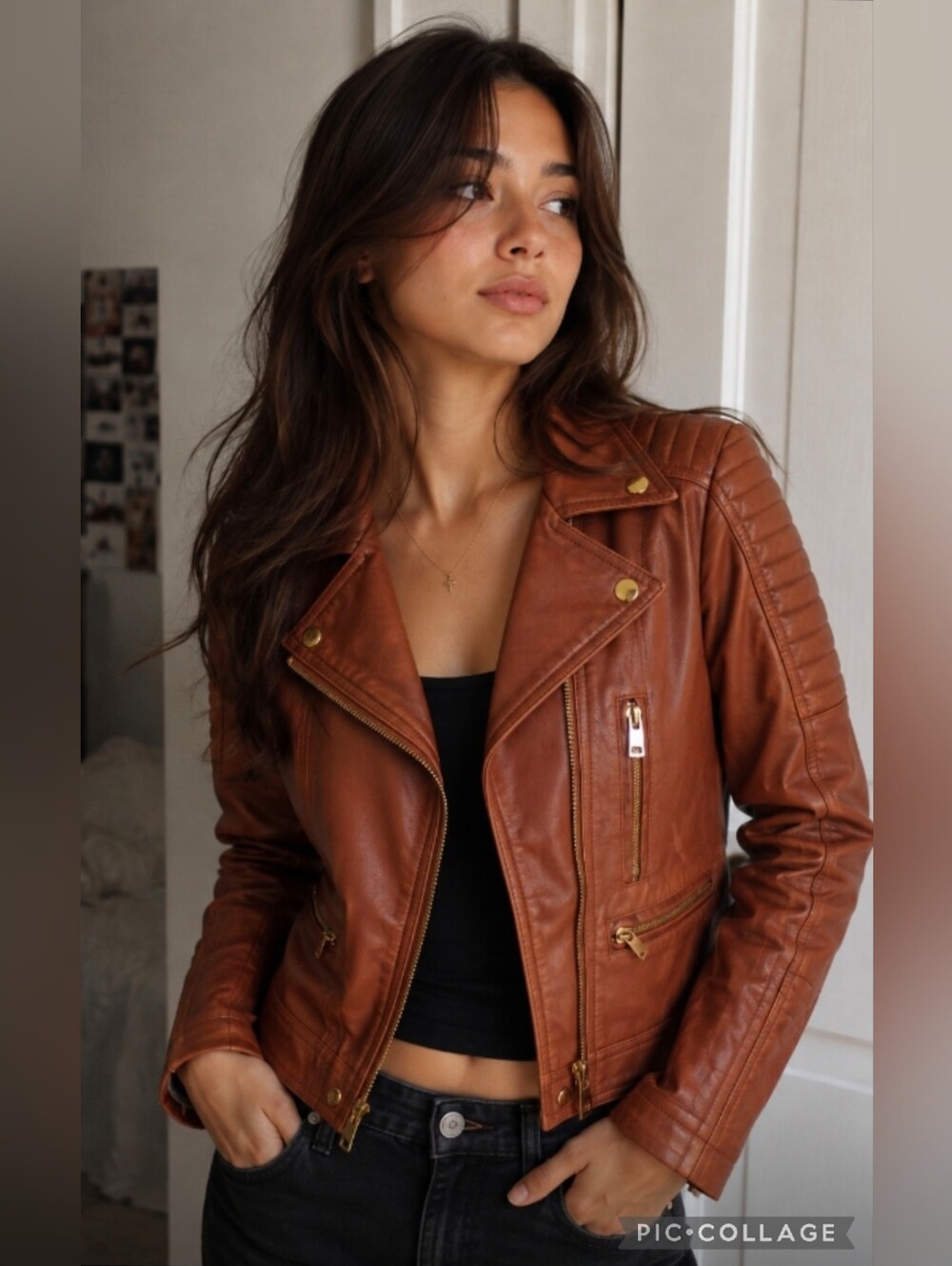 Love Tree Mauve Pink Vegan Faux Leather Quilted Moto Biker Jacket Women’s Small